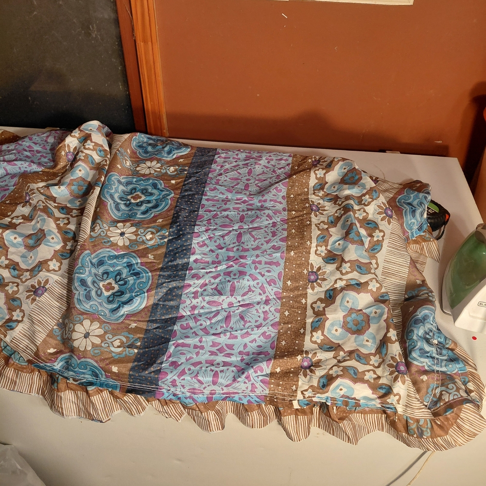 Floral Pattern Furniture Cover - Blue and Brown